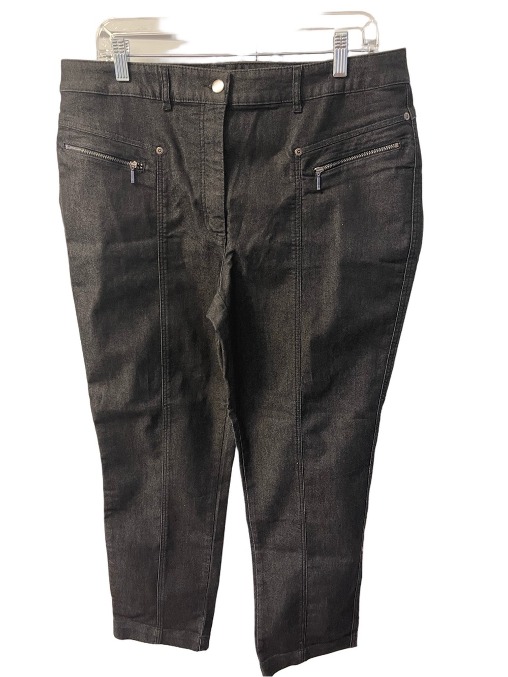 Stehmann Women’s Black Trousers Straight Legs Stretch Zippers Sz 14 Y2K